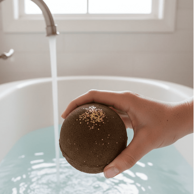 Charcoal + Gold Glitter Bath Bomb | Pear &amp; Rosewater - PiliBee