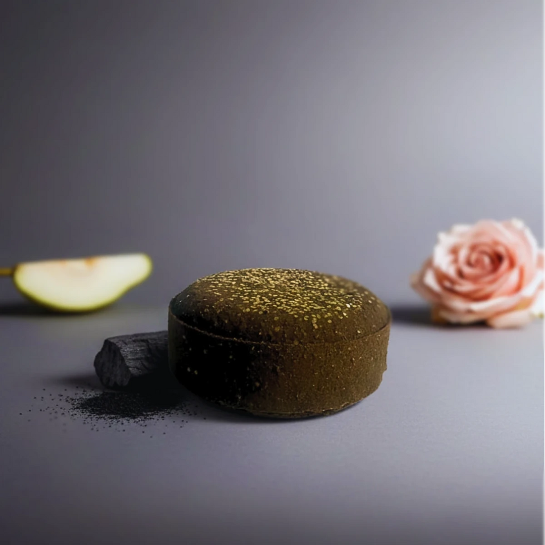 Charcoal + Gold Glitter Bath Bomb | Pear &amp; Rosewater - PiliBee